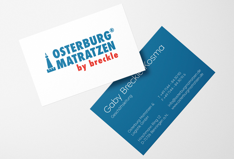 Visitenkarten Design für Osterburg Matratzen